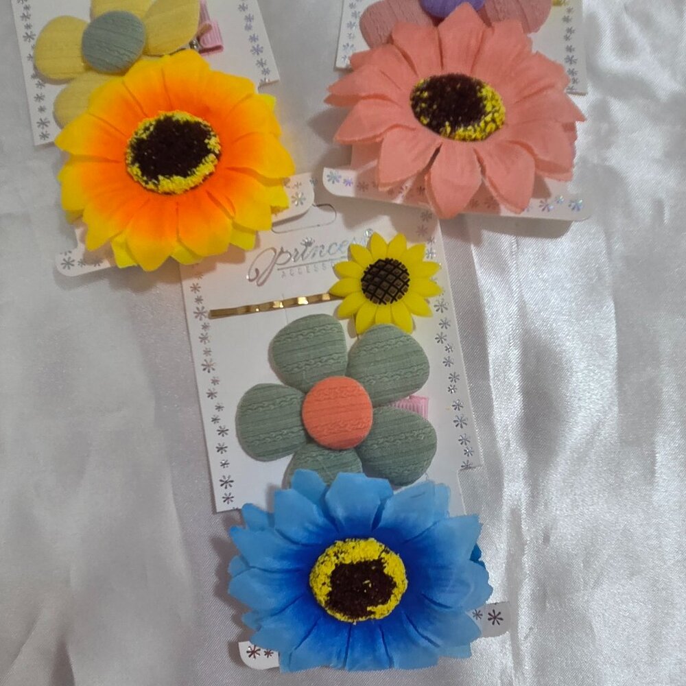 Bundle of 3 Floral Hair Clip Sets 🌼 Colorful Cute Accessories (9 Pieces)
